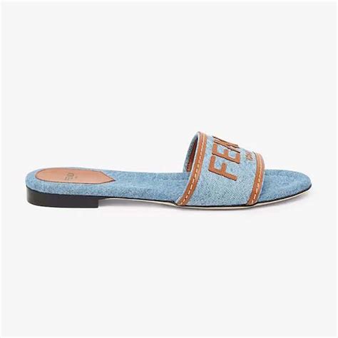 fendi womens flat sandals|Fendi denim sandals.